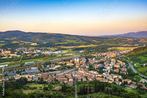 Orvieto, Italy - Panoramic view of lower Orvieto Scalo and Umbria region seen from historic old town of Orvieto