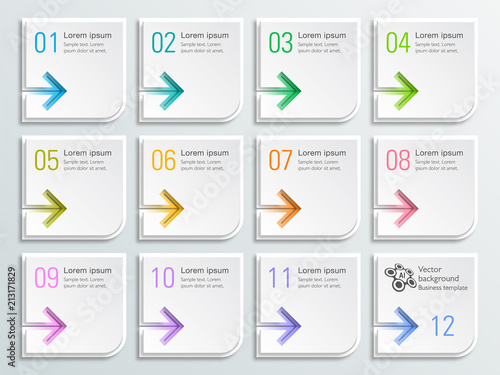 Infographics Vector Arrow Buttons, 12-Step