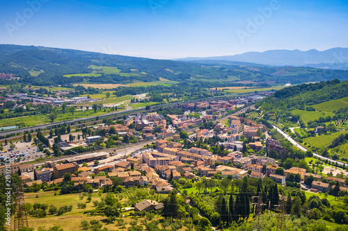 Orvieto  Italy - Panoramic view of lower Orvieto Scalo and Umbria region seen from historic old town of Orvieto