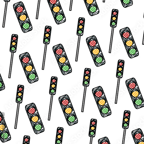 doodle traffic light urban object background