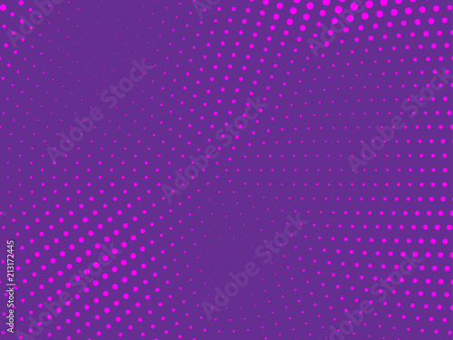 Pink-violet, purple halftone background. Digital gradient. Abstract backdrop with circles, point, dots