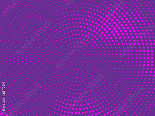 Pink-violet, purple halftone background. Digital gradient. Abstract backdrop with circles, point, dots