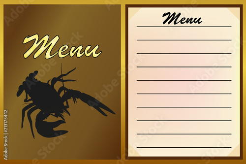 a cafe menu, a restaurant with a lobster logo or crustacean. vector