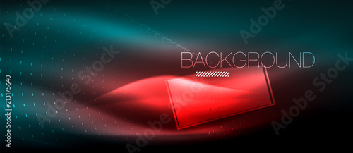 Neon glowing wave, magic energy and light motion background. Wallpaper template, hi-tech future concept