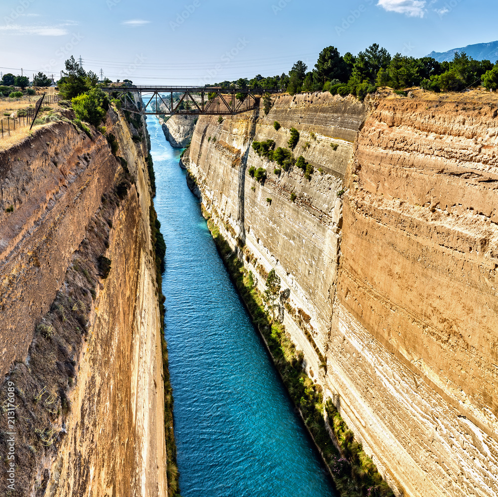 The Corinth Canal is a canal that connects the Gulf of Corinth with the Saronic Gulf in the Aegean Sea. The Corinth Canal is a canal that connects the Gulf of Corinth with the Saronic Gulf in the Aegean Sea.