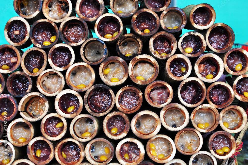 Red Bean Sweet Corn Dessert prepared in bamboo cylinder, bulk, for sale Red Bean Sweet Corn Dessert prepared in bamboo cylinder, bulk, for sale