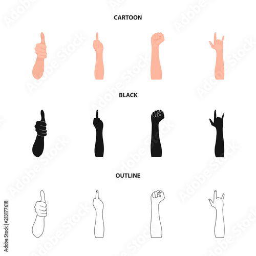 Sign Language cartoon,black,outline icons in set collection for design.Emotional part of communication vector symbol stock web illustration.