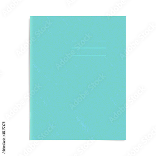 Exercise book cover template. Blank school workbook top page.