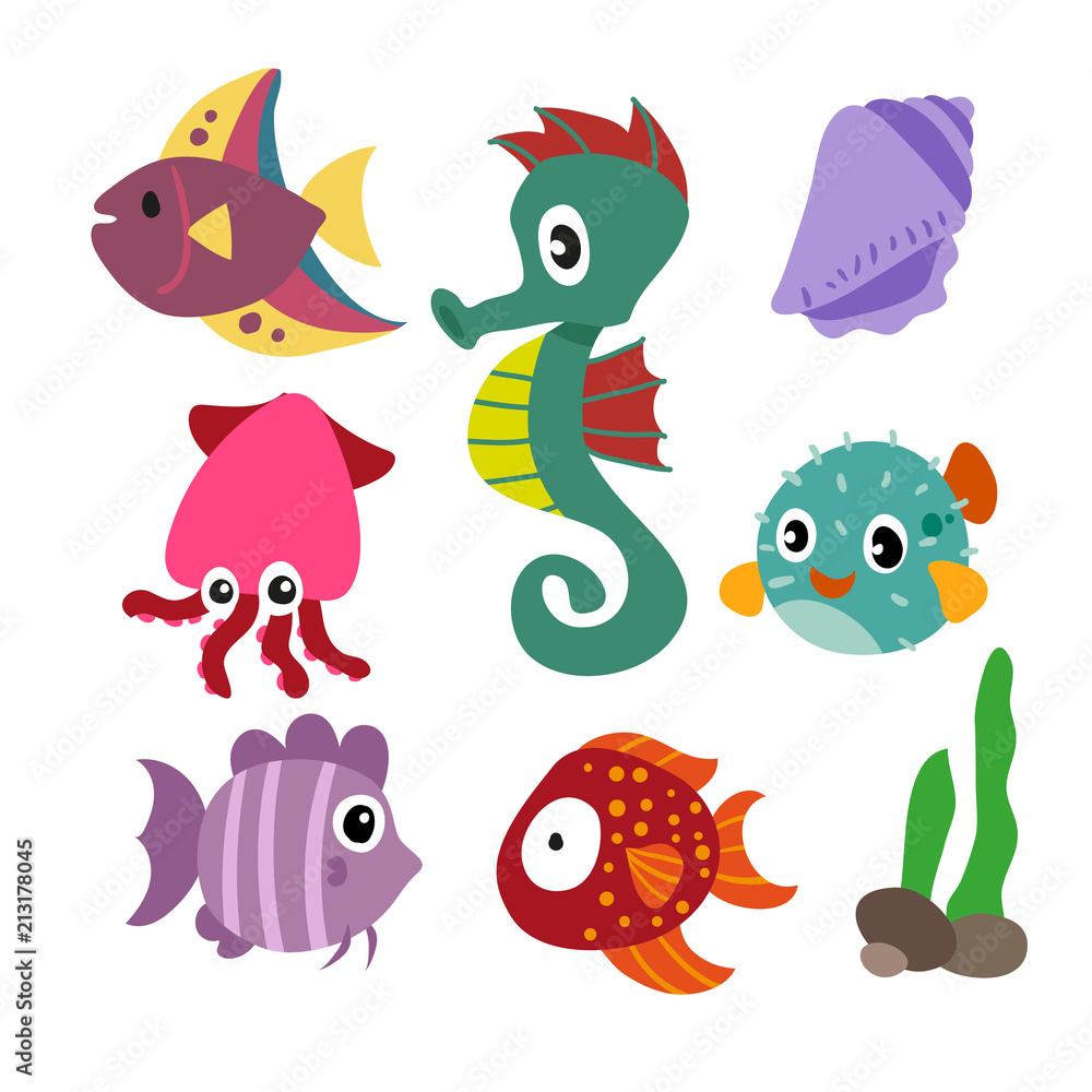 Obraz premium marine life vector collection design