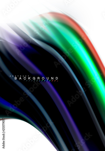 Fluid liquid mixing colors concept on light grey background, wave and swirl curve flow line, trendy abstract layout template for business presentation, app wallpaper banner, poster or wallpaper © antishock