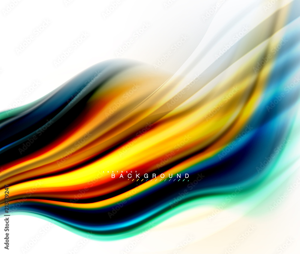 Fluid liquid mixing colors concept on light grey background, wave and swirl curve flow line, trendy abstract layout template for business presentation, app wallpaper banner, poster or wallpaper Fluid liquid mixing colors concept on light grey background, wave and swirl curve flow line, trendy abstract layout template for business presentation, app wallpaper banner, poster or wallpaper