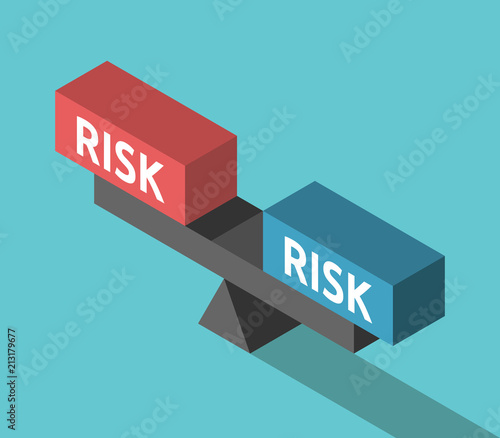 Risks weighing concept, balance