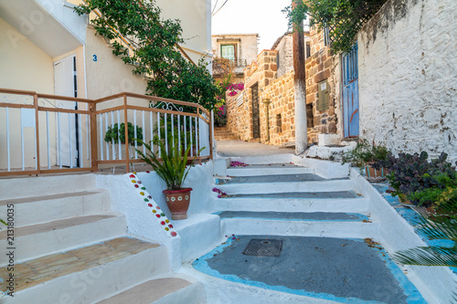 Fototapeta Naklejka Na Ścianę i Meble -  Old street of the Poros island, Greece
