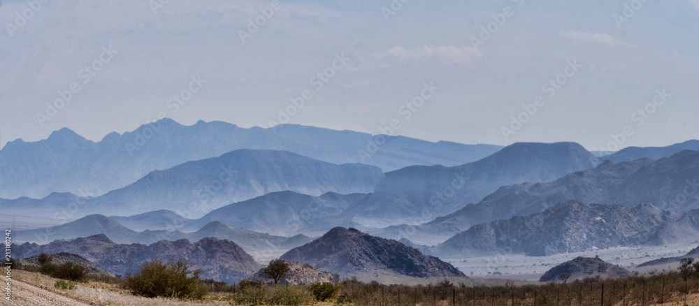 Misty hills in central Namibia