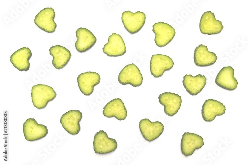 Slice of heart shaped cucumber