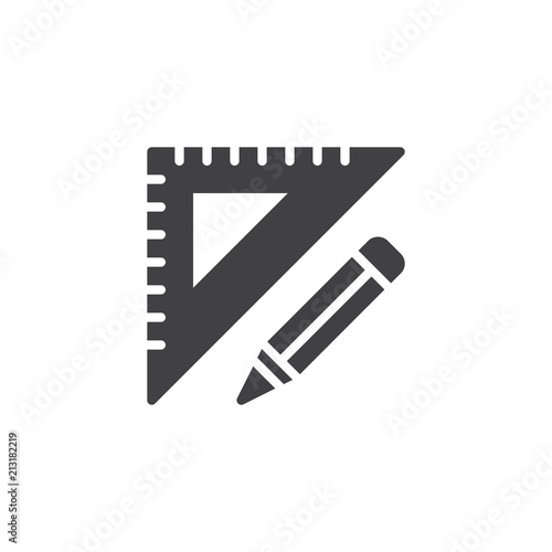 Set square vector icon. filled flat sign for mobile concept and web design. Ruler and pencil simple solid icon. Symbol, logo illustration. Pixel perfect vector graphics