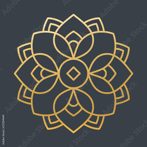Beautiful Golden Decoration Ornament. Vector. Christmas. Oriental. Lines
