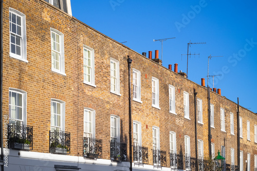 Brick terrace houses around Chelsea in London