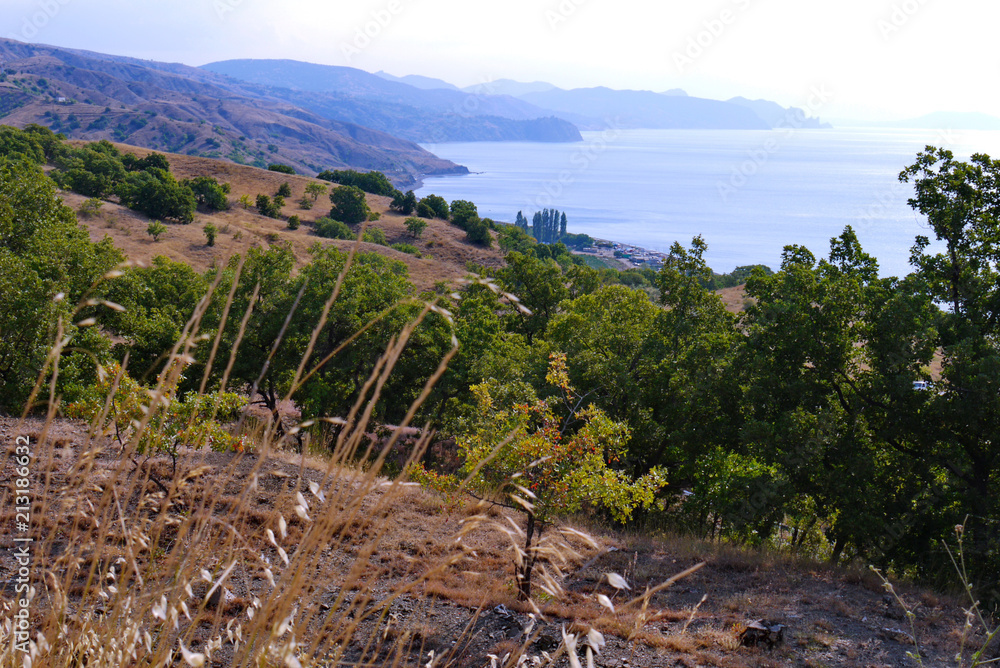 Black Sea with Crimean mountains in the foreground Black Sea with Crimean mountains in the foreground