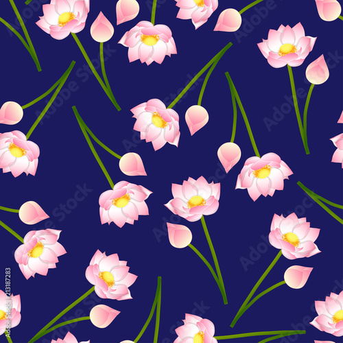 Pink Indian lotus on Navy B...