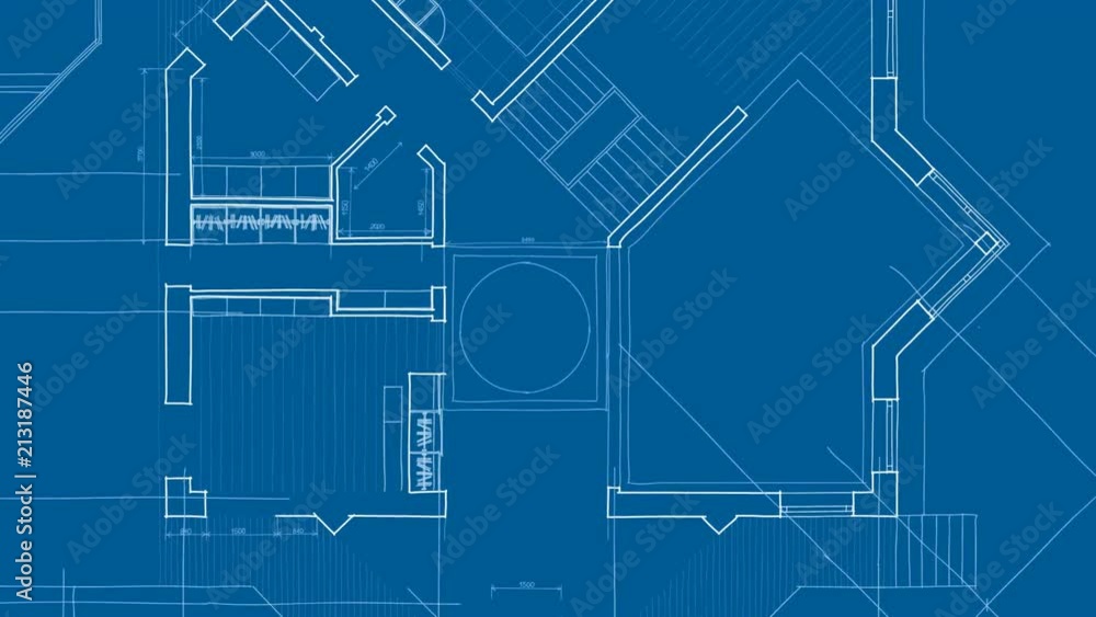 Architecture design: blueprint plan - vector illustration of a plan modern residential building / technology, industry, business concept illustration: real estate, building, construction, architecture