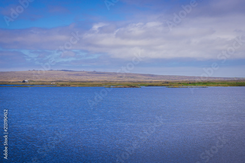 View on the lake called Hlidarvatn on Reykjanes Peninsula in Iceland  close to Selvogur settlement