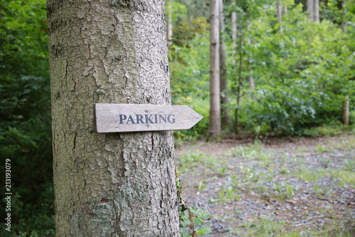 Parking sign in the forest