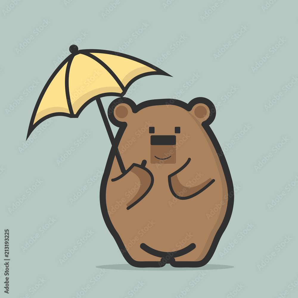 Obraz premium Cute bear holding Umbrella