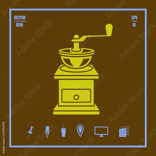 Coffee grinder vector icon