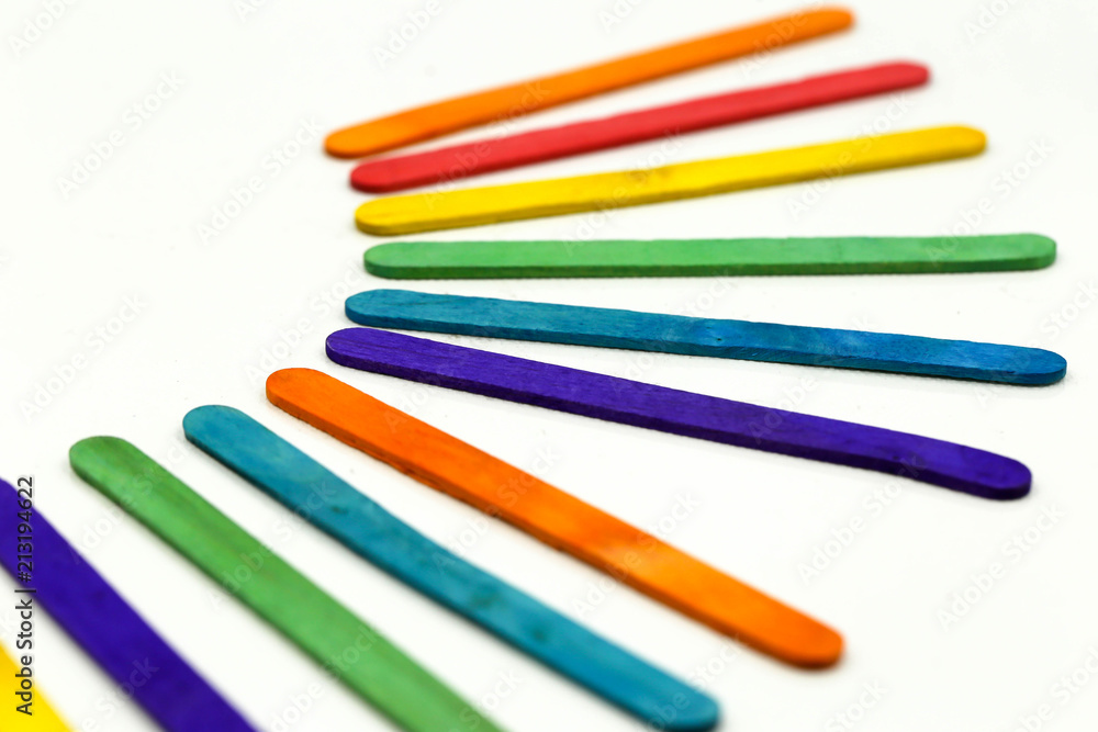 Colorful ice cream sticks on white background Colorful ice cream sticks on white background