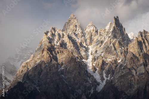 Passu cathedral mountain peak covered by cloud, Karakoram mountain range, Pakistan