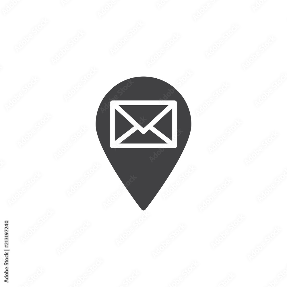 Post office map pin vector icon. filled flat sign for mobile concept and web design. Map pointer with envelope simple solid icon. Symbol, logo illustration. Pixel perfect vector graphics Post office map pin vector icon. filled flat sign for mobile concept and web design. Map pointer with envelope simple solid icon. Symbol, logo illustration. Pixel perfect vector graphics