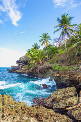 Wild tropical rocky shore, bay, lagoon. © Sandra