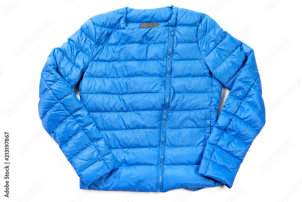 A blue cotton sports coat isolated on white background. - obrazy, fototapety, plakaty 
