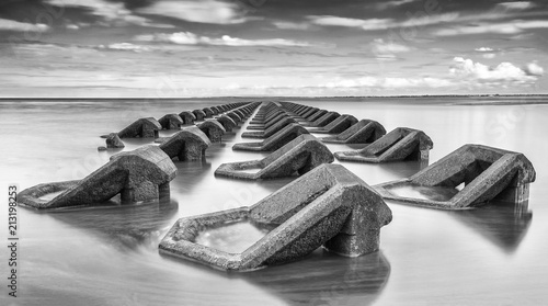 Sea Groynes, New Brighton, Long Exposure Mono