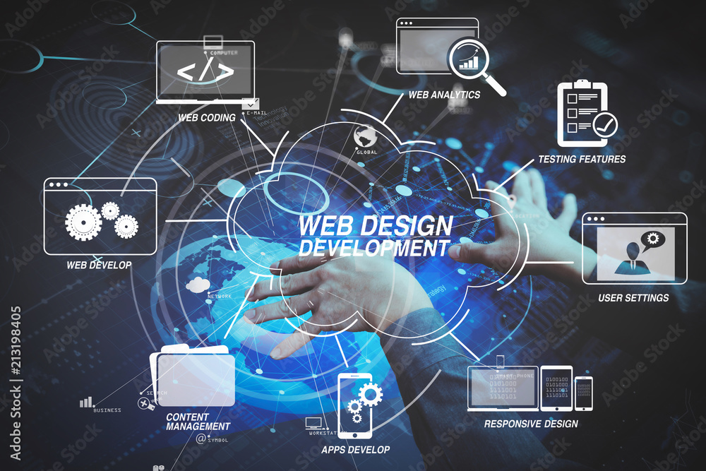 businessman hand working with modern computer in modern office with virtual icon diagram businessman hand working with modern computer in modern office with virtual icon diagram