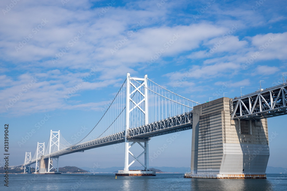 Obraz premium Seto Ohashi Bridge in seto inland sea,kagawa,shikoku,japan