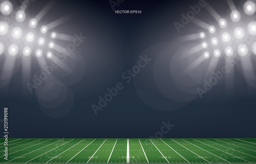 American football field stadium background. With perspective line pattern of american football field. Vector.