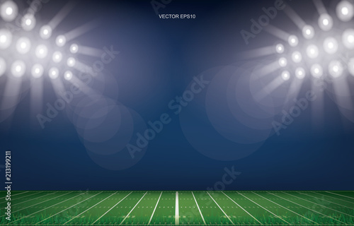 American football field stadium background. With perspective line pattern of american football field. Vector.