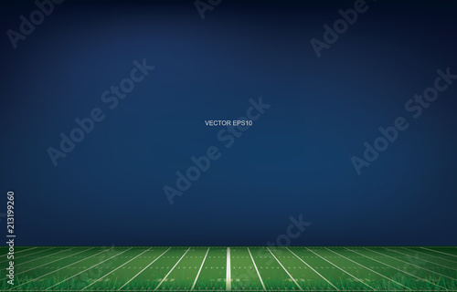 American football stadium background with perspective line pattern of grass field. Vector.