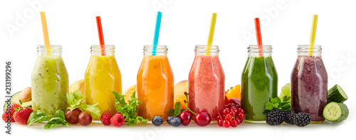 Healthy fresh fruit smoothies with ingredients