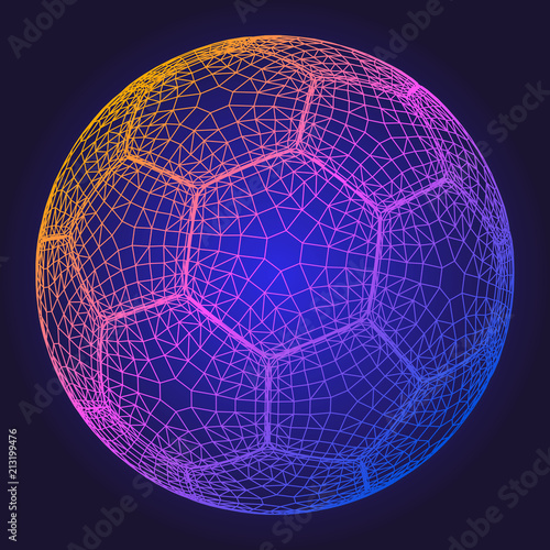 Soccer ball colorful wireframe grid vector illustration