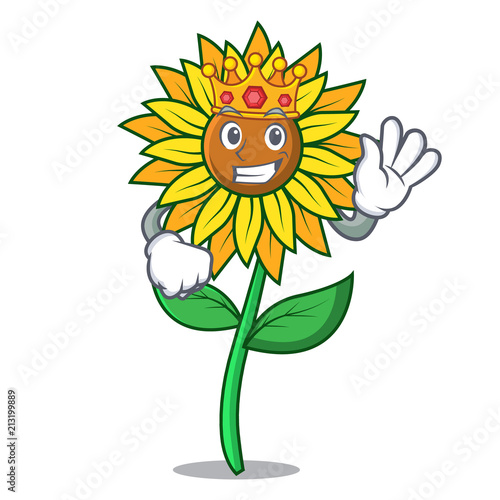 King sunflower mascot cartoon style
