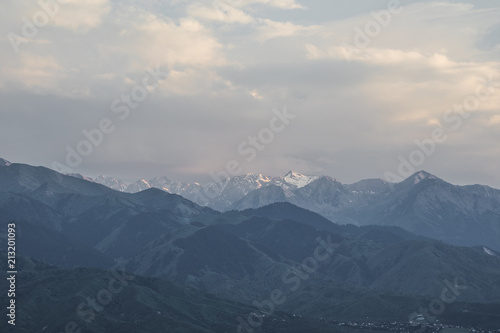 scenic sunset in the mountains,Zailiysky Alatau, Kazakhstan, Almaty