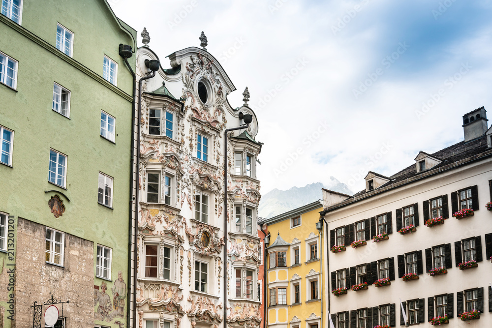 Antique building view in Old Town Innsbruck, Austria