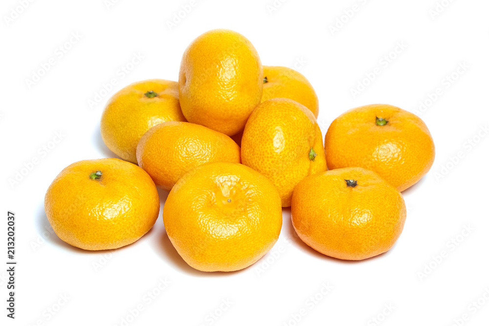 Heap tangerine or mandarin citrus fruit isolated on white background Heap tangerine or mandarin citrus fruit isolated on white background