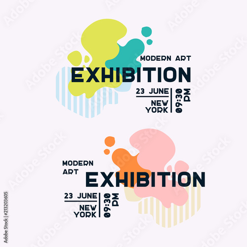 Creative universal art logo. Wave geometric shapes. Gallery, exhibition, decor elements.