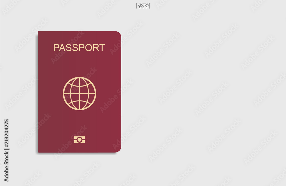 Fototapeta premium Red passport on white background. Vector.