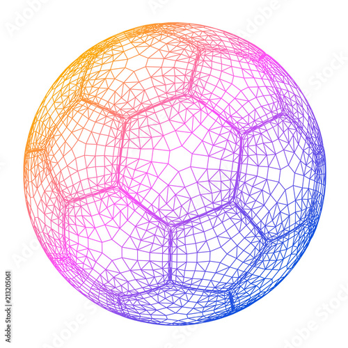 Soccer ball colorful wireframe grid vector illustration