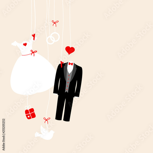 Wedding Symbols Hanging Retro Beige/Red